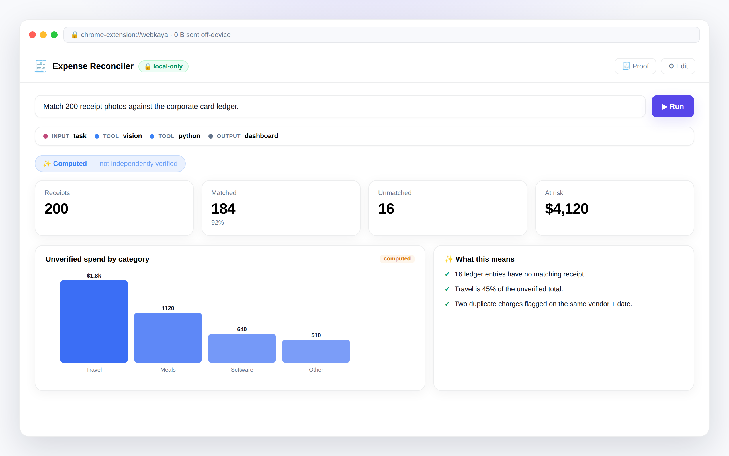 Expense reconciliation agent